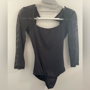 Damaged! Natalie 3/4 sleeve leotard with flower detailed mesh size S